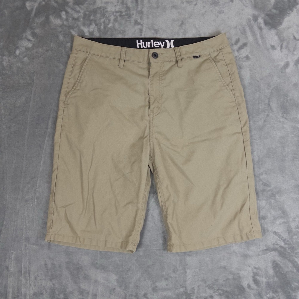 Hurley Chino Shorts Mens 34 Beige Khaki 10" Inseam Casual Walkshort